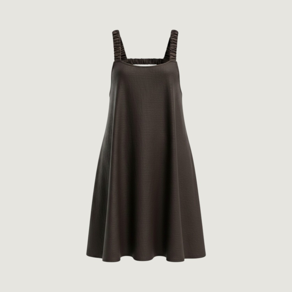 Anthropologie Linen Blend Smocked Black Strappy Back Mini Dress Medium Coastal